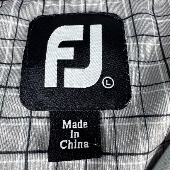 FootJoy Men's Large Gray Plaid Polo Shirt Sunnyside Country Club Sleeve Logo - Picture 3 of 13